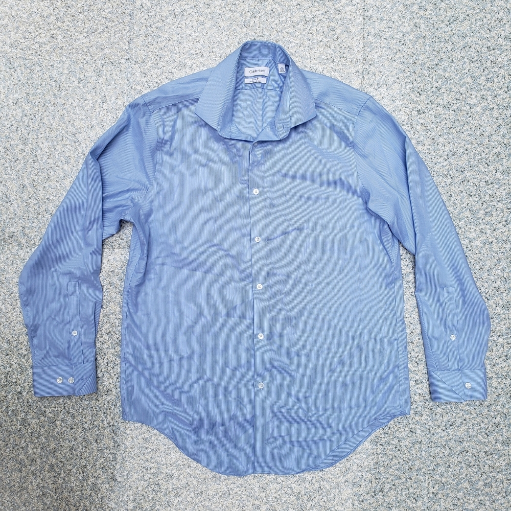 Calvin Klein size 16 32/33 blue men's dress shirt